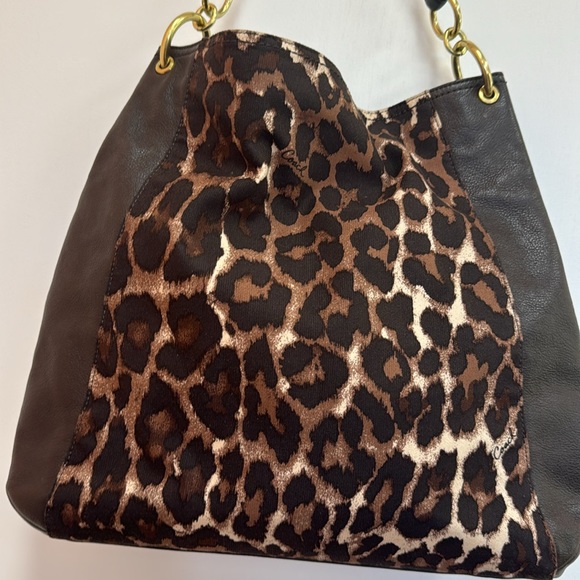 Authentic Coach Purse in a Leopard Print and Brown Leather. - Picture 3 of 12